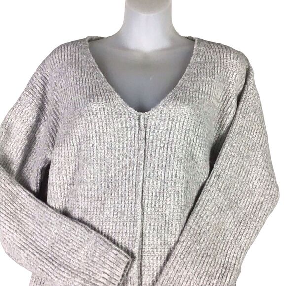 BP Women’s Large Gray V-Neck Ribbed Pullover Sweater Drop Shoulder NWT - Picture 7 of 12